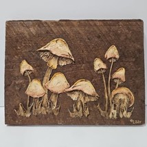 Vtg Libby MCM Mushroom Wall Plaque 3D Hanging Plaque Thick Solid wood 1970’s 70s - $44.50