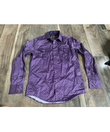 Moy Ferreti Mens Shirt Button Up Long Sleeve Size S Purple Black Small - £16.15 GBP