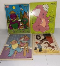 Vintage Playskool Puzzle Lot Of 4 Barney Cabbage Patch Kids Elephant Horses - $21.18