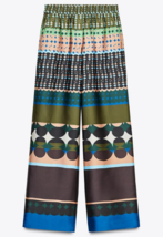 ZARA BNWT 2025. GEOMETRIC PRINT SATIN PALAZZO TROUSERS PANTS. 8768/292/330 - $67.31
