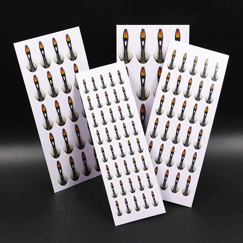12 Sheets Synthetic Jungle Cock Substitute Feathers Sheet 4 Sizes Fly Tying Set