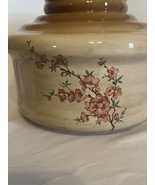 Rare Vintage Ceramic Hurricane Lamp Shade Ruffle Top Beige Pink Flowers - £117.83 GBP
