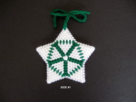 Plastic Canvas Star Tree Ornament - Handcrafted Holiday Ornament - Gift Tag Star - £8.01 GBP