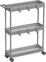 3-Tier Slim/Super Narrow Shelves With Handle, 26.5&quot; High X 25.5&quot; Wide For, Grey. - £30.36 GBP