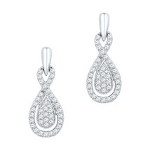 10k White Gold Womens Diamond Oval-shape Dangle Screwback Earrings 1/3 Cttw - £302.95 GBP