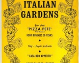 Italian Gardens Menu Indianapolis Indiana Casa Bon Appetito Pizza Pete - £14.24 GBP