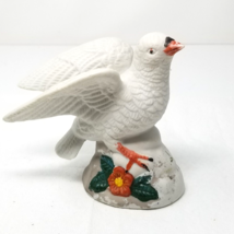 Peace Dove Figurine Taking Off Flowers Painted White Porcelain Japanese 1970s - £14.91 GBP