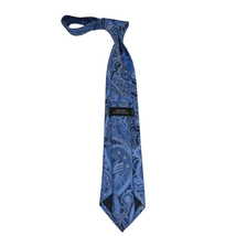 Men's 100% Silk Necktie By Bruno Piattelli Paisley Floral Fancy BP13 Royal Blue image 3