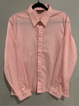 SERGIO VALENTE Vintage Button Down Shirt-Pink Dress Poly/Cotton L/S EUC ... - £17.29 GBP