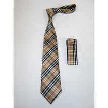 Men's Vito Rofolo From Italy Tie Hankie Gift Boxed 100% Silk VR-26 Gold Plaid image 2