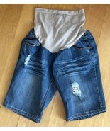 Dollhouse Denim Jean Distressed Lace Shorts Sz M Maternity You Are Beaut... - $13.86