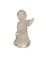 Clear Glass Kneeling Praying Angel Taper Candle Holder Hollow Bottom Figurine - £8.92 GBP