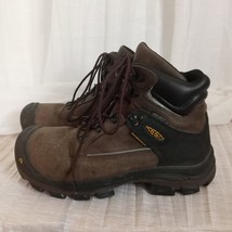 KEEN DRY Boots Waterproof Brown Leather Slip Resistant Waffle Soles Lace Up SZ 8 - £82.65 GBP