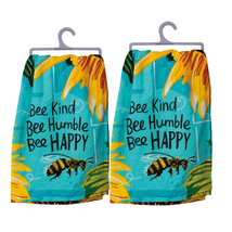 Primitives by Kathy Dish Towel Set of  2 Bee Kind Bee Humble Bee Happy 28&quot; x 28&quot; - £12.65 GBP