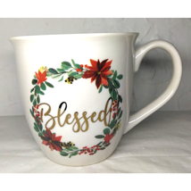 Holiday Blessed Poinsettia Berries Christmas 16 Fl Oz Ceramic Mug - $13.67 CAD