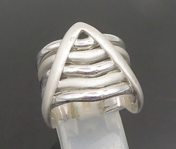 925 Sterling Silver - Vintage Wavy Multi Row Pointed Band Ring Sz 9.5 - RG24613 - £38.20 GBP