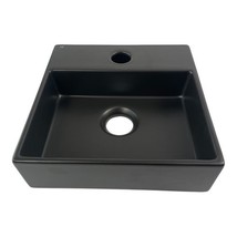 AeT Italia L318 Black Small Ceramic Hand Wash Basin Sink Wall Mount Bath... - $79.19
