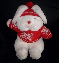 18&quot; Vintage 1987 Mervyn&#39;s Christmas White Bunny Rabbit Stuffed Animal Plush Toy - £24.85 GBP