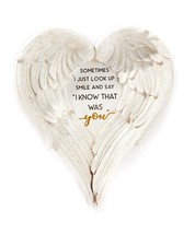 Angel Wings Plaque with Sentiment Ceramic 8.5" High Antique White Memorial Gift