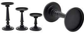 Black Metal Pillar Candle Holders for Dining Table Wedding Party Décor Set of 3  - £52.55 GBP