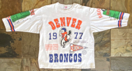 Denver Broncos Shirt-XL-1977 Roster-Cotton-Grey-NFL Football-Vtg-Old Logo - £84.28 GBP