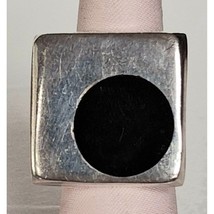 Modernist 950 Sterling Silver Onyx Inlaid Ring Size 6 Sky - $48.91