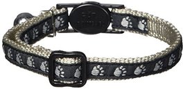 Meow Town Two-Tone Pawprint Cat Collar, 3/8-Inch, Green - £9.63 GBP