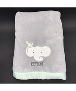 Just Born Blanket Elephant Explore Bird Embroidered Satin Binding Gray - $21.99