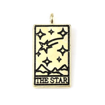 Tarot Card Pendant Antiqued Gold The Star Fortune Telling Jewelry 26mm - $4.94