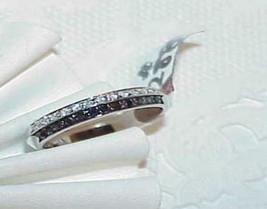 14k .30Ct Black White Diamond Wedding Band Ring White gold Size 7 New w/Tag - £453.36 GBP