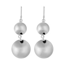 Sleek Chic Pair of Linked Circles Sterling Silver Dangle Earrings - £19.08 GBP