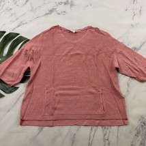 Pure J Jill Pink Oversize Pullover Sweater Sz S V-Neck Front Pocket Silk... - $29.69