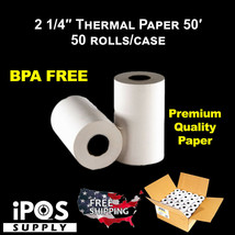 iPOS Paper 50 Rolls 2 1/4&quot; x 50&#39; FirstData FD130 FD50 FD55 FD100Ti Therm... - £15.73 GBP