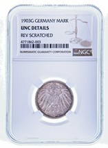 1903 G Allemagne Mark 1M Argent NGC Pièce Classé UNC Détails - $302.90