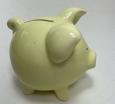 Enesco  Piggy Bank Yellow Pig 5 inches high with Gold Tag Vintage - $13.59