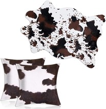 Cow Print Rug And Cowhide Pillowcase Set In 3 Pcs., 3&#39;6&quot; X 2&#39;5&quot; Faux Cow... - $595.73 MXN