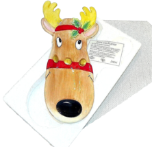 Fitz & Floyd Snack Therapy Hand Painted Christmas Reindeer Serving Tray 5 x 13" - £13.58 GBP