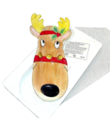 Fitz &amp; Floyd Snack Therapy Hand Painted Christmas Reindeer Serving Tray ... - $16.99