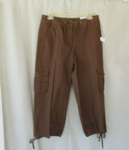 Liz Claiborne Liz Wear pants cropped cargo Size 4 brown 100% cotton New - £10.80 GBP