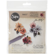 Sizzix Thinlits Dies 15/Pkg by Tim Holtz Tiny Tattered Florals - £34.77 GBP
