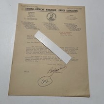 National American Wholesale Lumber Association Letter 1929 signed Ben Wo... - $70.18