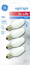 4 White night light bulbs 2X Life nightlight 4 Watt Candelabra E12 Base GE 68497 - $21.49