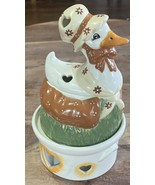 Vintage Goose Duck Candle Tea Light 3 Piece Holder Tart Burner Stacked 1... - $34.25