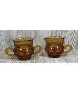 Indiana Glass Amber Kings Crown Thumbprint Open Sugar and Creamer Dish S... - £13.98 GBP