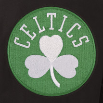 NBA Boston Celtics Wool Leather Reversible Jacket Front Patch Logos Black - £167.91 GBP