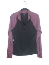 Everlast Pullover Top Large Womens Long Sleeve Quarter Zip Black Purple - £12.45 GBP