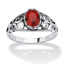 Womens Sterling Silver Ruby July Birthstone Scroll Ring Size 5 6 7 8 9 10 - £80.31 GBP