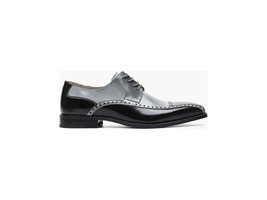 Stacy Adams Plaza Modified Cap Toe Oxford Shoes Leather Black Gray 25608-975 image 2