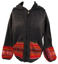 Tribal Hoody - Fair Trade Cool Alpaca South American Hooded Top Jacket - Medium  - £58.92 GBP