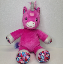 Build A Bear Candy Hearts Unicorn 17&quot; Plush Hot Pink sparkle XOXO BFF Gi... - $8.90